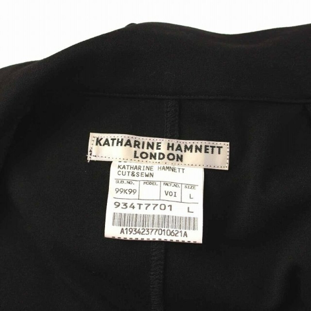 KATHARINE HAMNETT(キャサリンハムネット)のKATHARINE HAMNETT チェスターコート ミドル丈 アウター L 黒 メンズのジャケット/アウター(その他)の商品写真