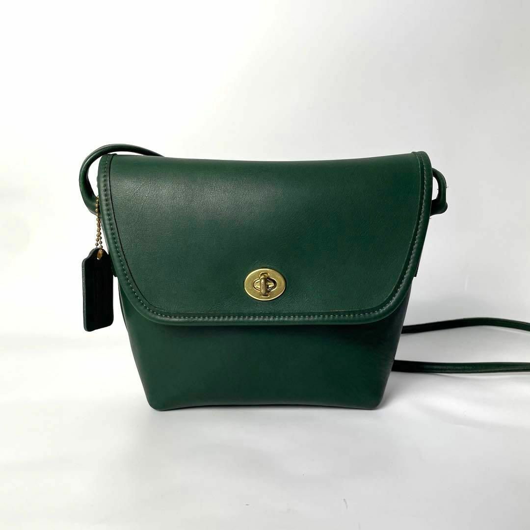 old COACH green leather shoulder bag