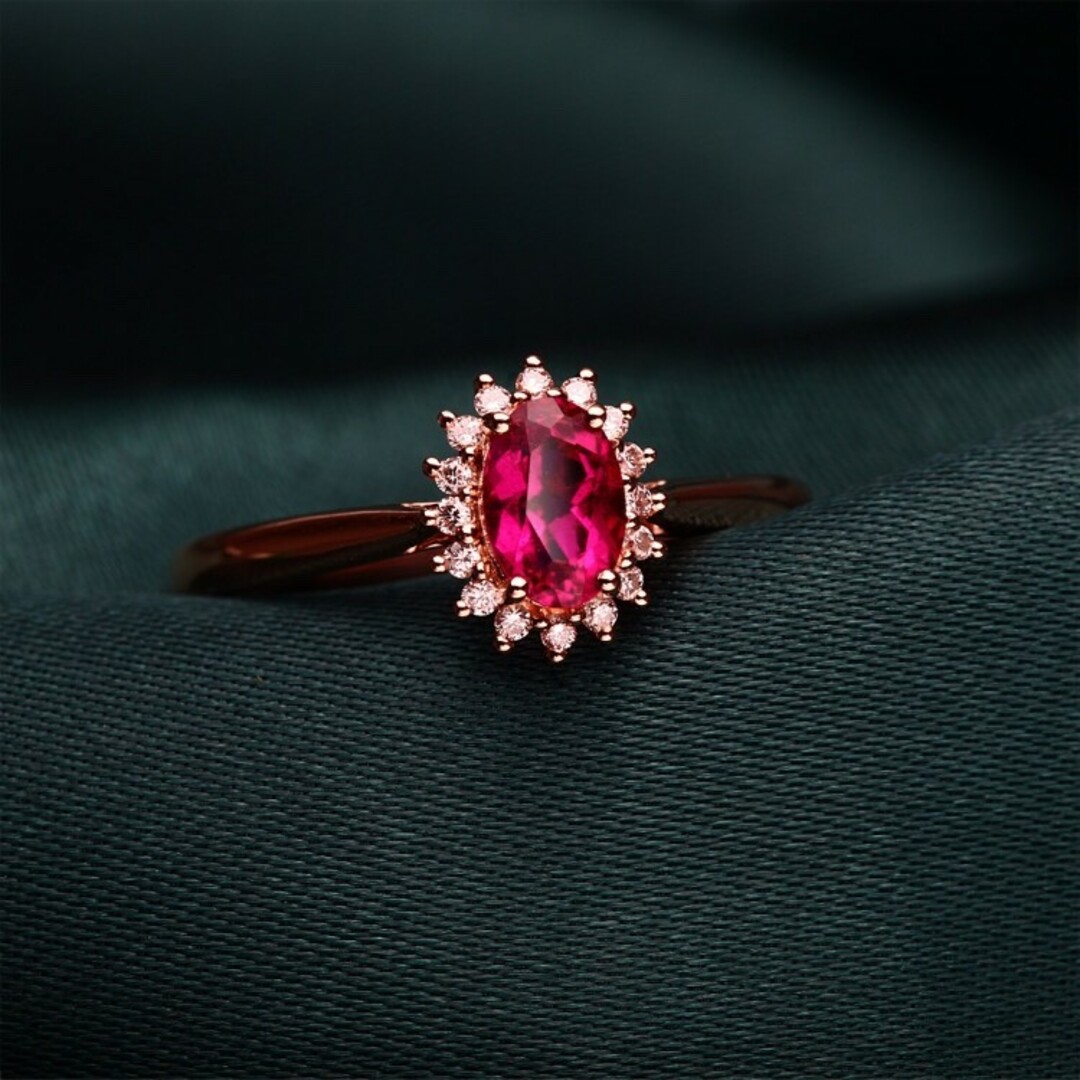 天然ダイヤモンド付きトルマリンリングk18 レディースのアクセサリー(リング(指輪))の商品写真