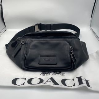 コーチ(COACH)の《美品》COACH コーチ ウエストポーチ ボディバッグ レザー 黒 ブラック(ボディーバッグ)