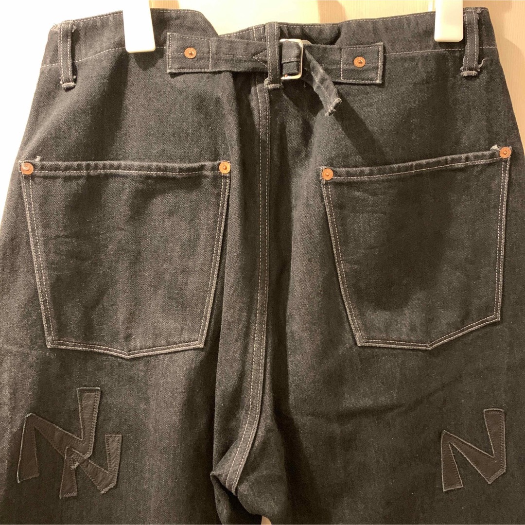 COMOLI(コモリ)の22SS NICENESS TAYLOR NNレザーパッチワークデニムトラウザー メンズのパンツ(デニム/ジーンズ)の商品写真