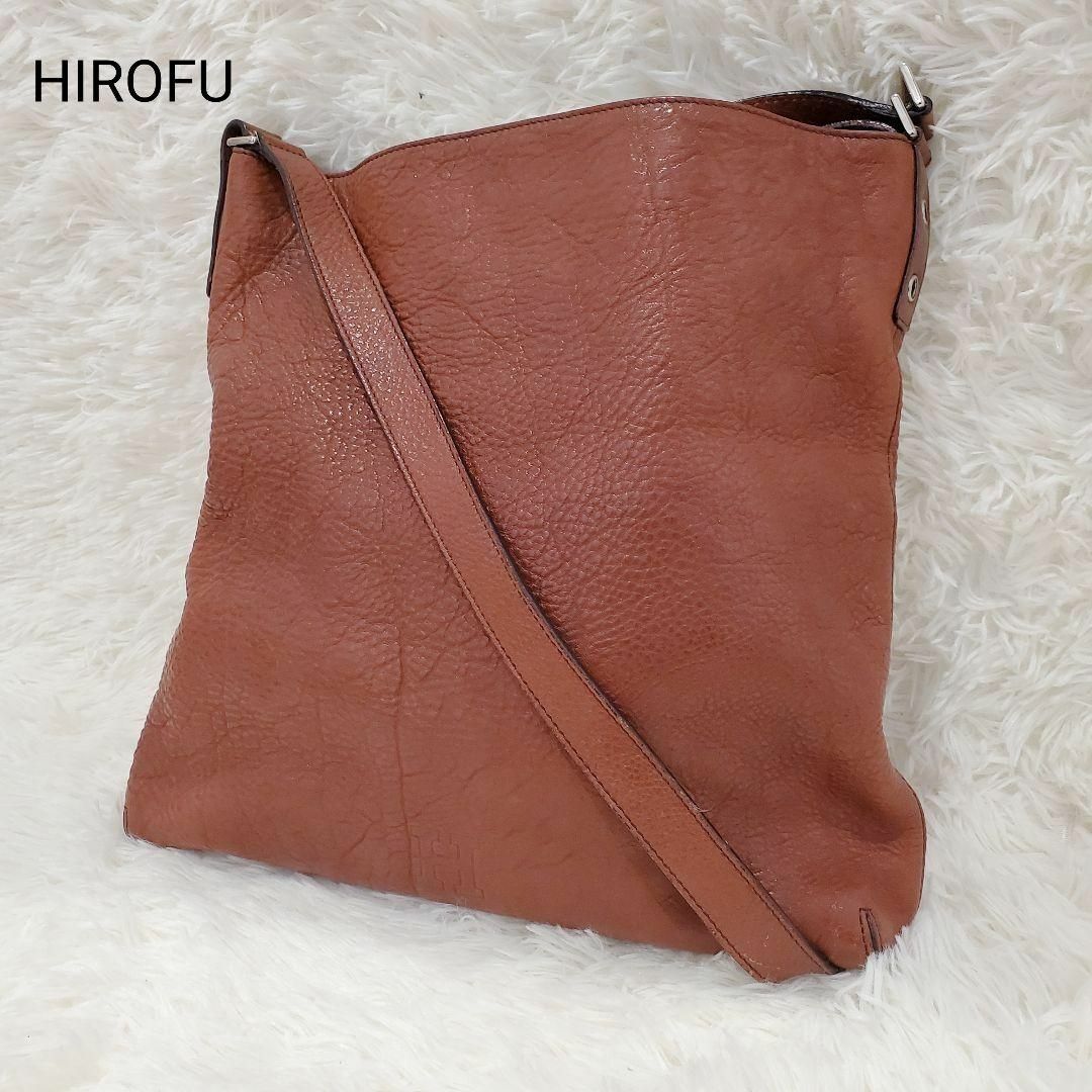 【美品】HIROFU ヒロフ ワンショルダーバッグ Hロゴ エンボス ブラック