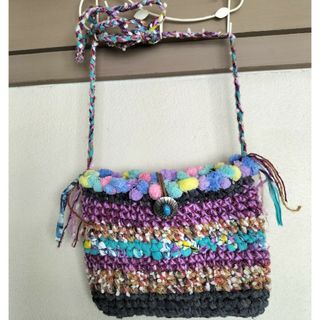 裂き編みポシェット ハンドメイド(バッグ)