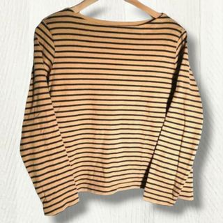 ユニクロ(UNIQLO)のユニクロ UNIQLO ♡カットソー【XL】長袖 レディース ブラウン ボーダー(カットソー(長袖/七分))