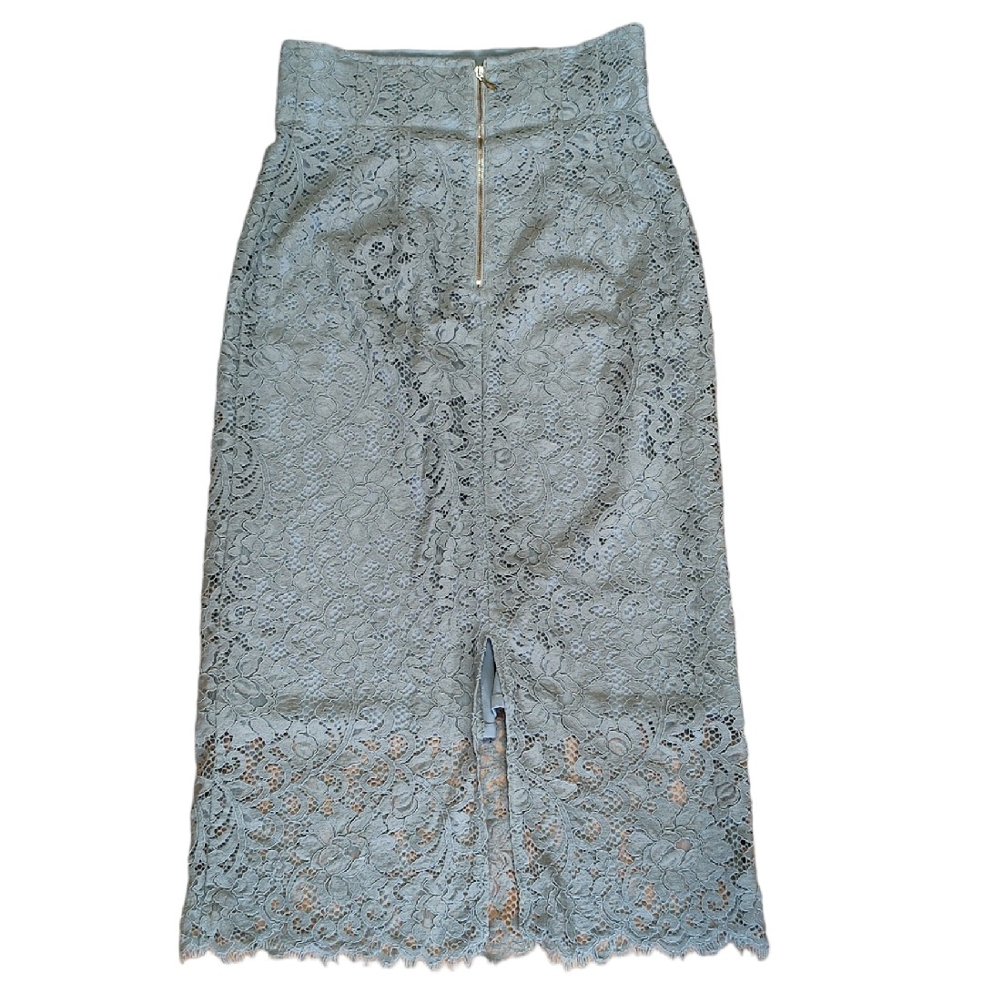 Noble(ノーブル)の美品✨Noble リバーレースIラインスカート　カーキ 40 L ノーブル 緑 レディースのスカート(ロングスカート)の商品写真