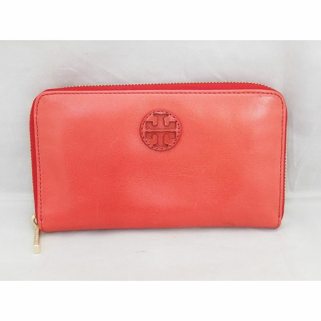 11cmD未使用★TORY BURCH レザー ラウンドファスナー レッド 9009170