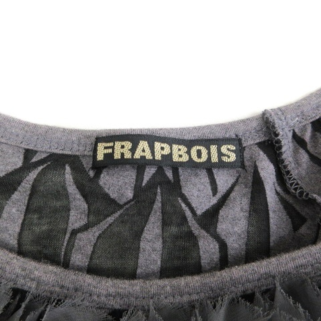 FRAPBOIS(フラボア)のフラボア ワンピース ひざ丈 半袖 レイヤード シースルー 総柄 グレー 黒 1 レディースのワンピース(ひざ丈ワンピース)の商品写真