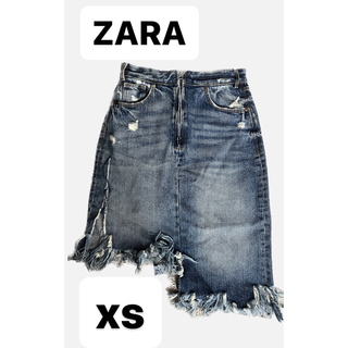 ザラ(ZARA)のZARA ダメージ　デニムスカート　(ひざ丈スカート)