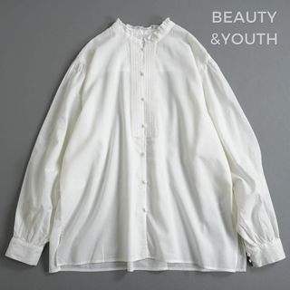 310*アローズ BEAUTY \u0026 YOUTH フリルスタンドカラー ブラウス.