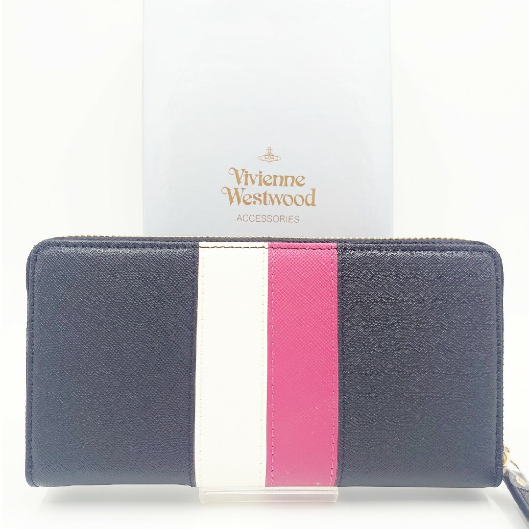 【新品】Vivienne Westwood 長財布 ブラック ピンク/ホワイト