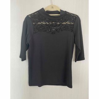 ザラ(ZARA)の黒レーストップス(カットソー(半袖/袖なし))