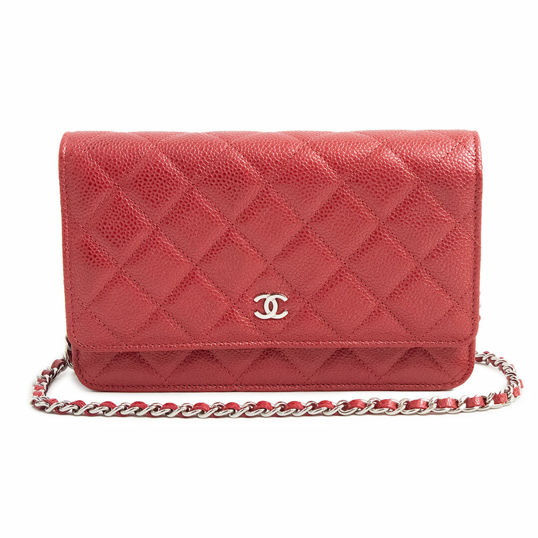 シャネル CHANEL タイムレスクラシック マトラッセ チェーンウォレット 財布 メタリック キャビアスキン レザー レッド 赤 シルバー金具 AP0250 CHANEL（未使用　展示品）注意事項