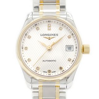 ロンジン(LONGINES)のLONGINES ロンジン マスターコレクション L2.128.5.77.7 12Pダイヤ デイト 裏スケ シルバー ギョーシェ K18YG イエローゴールド SS ステンレス コンビ レディース 自動巻き 【6ヶ月保証】【腕時計】【中古】(腕時計)