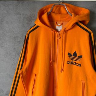 adidas - 【ザ90年代◎】adidasジップパーカー古着オレンジ Y2K