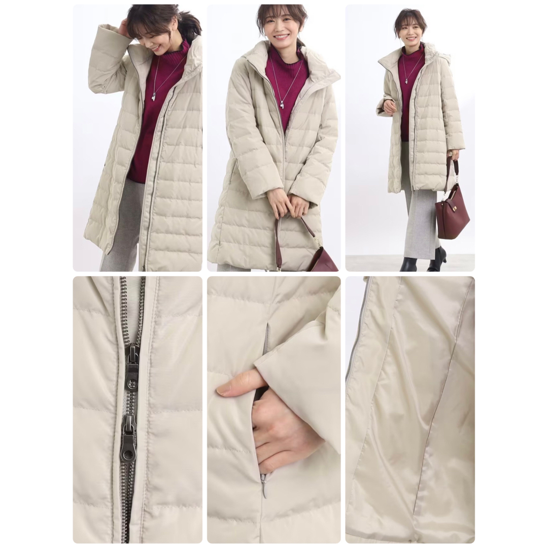 新品 リフレクト フーデッドロングダウンコート 11号 ライトベージュ ③-