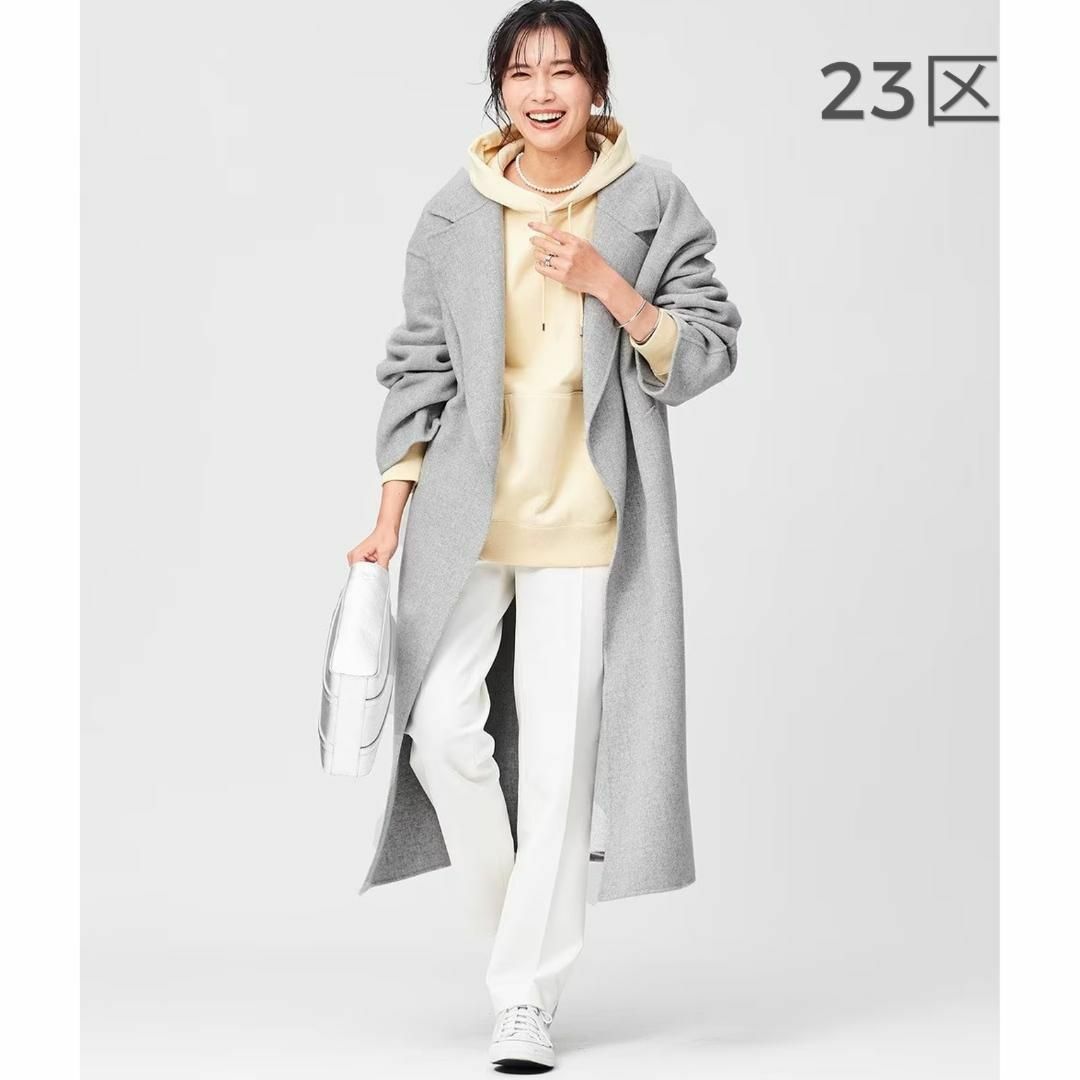 329*美品 23区 イタリア生地 MANTECO社 リバー ロングコート-
