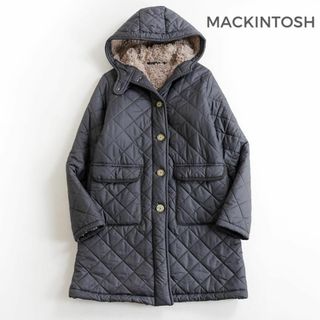 人気✨マッキントッシュ フーデットコート ロング丈 キルティング 裏ボア 紺 S