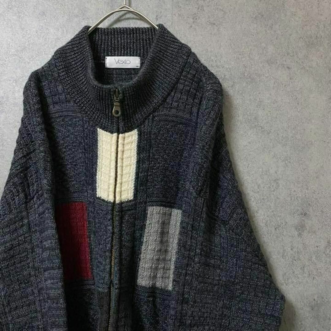 70S vintage 柄ニット　セーター　メンズ　M ウール　　個性派Y3