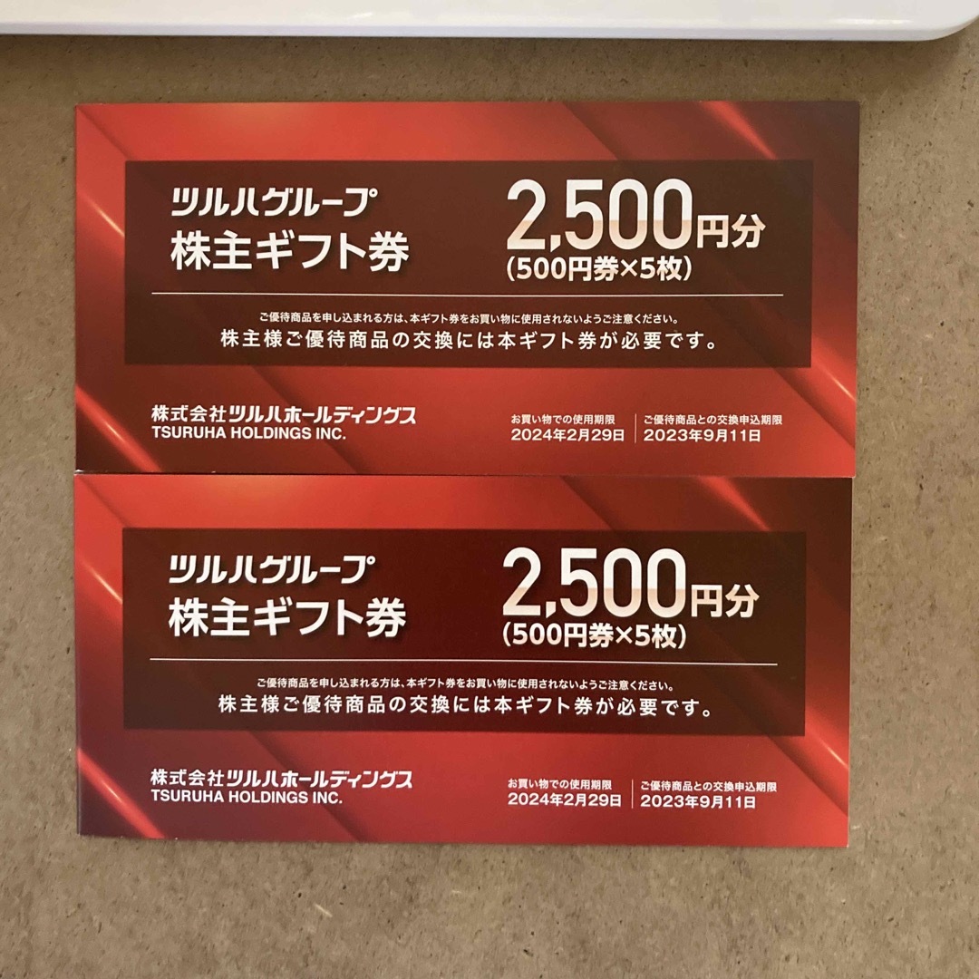 ツルハ 株主ギフト券5000円分+株主優待カード 1枚