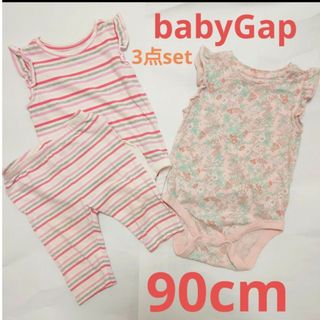 ベビーギャップ(babyGAP)の【90cm】babyGap 子供服 ベビーギャップ ロンパース 女の子  花柄(Tシャツ/カットソー)