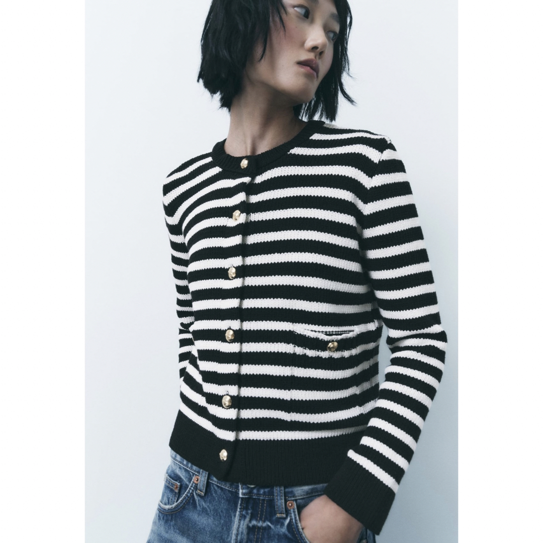完売品!!【タグ付き新品】ZARA ザラ ゴールドボタン ニット カーディガン