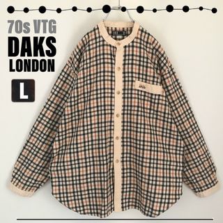 【美品◎】DAKS ダックス 裏地チェック柄 美シルエット長袖 黒シャツ