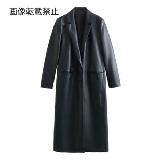 🧡9月新作🍄12371◆フェイクレザー PU ロングコート(ロングコート)