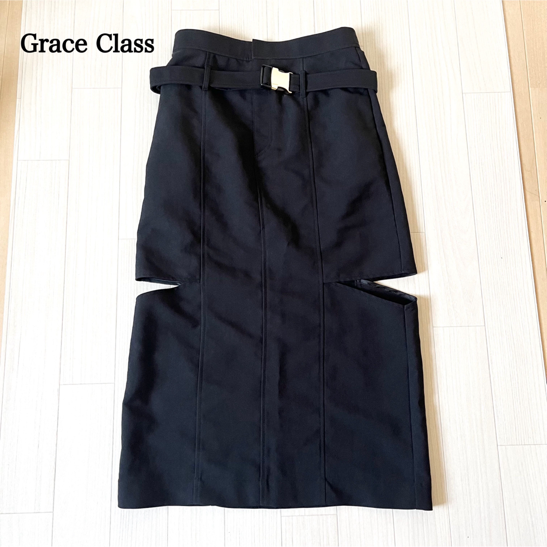 グレースクラス　grace class カットアウトタイトスカート 現行　黒系