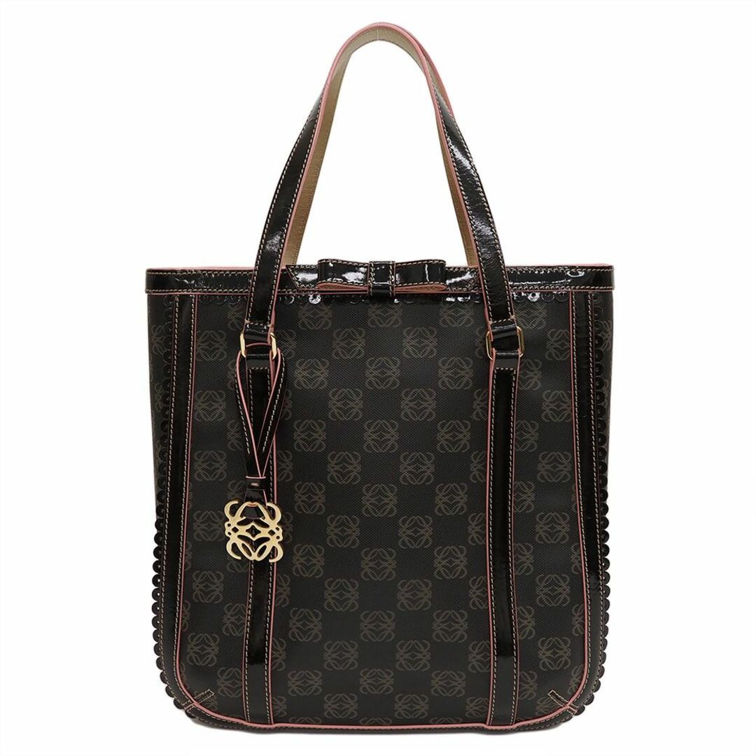 LOEWE - ロエベ アナグラム PVC トートバッグ リボン ブラウンxピンク