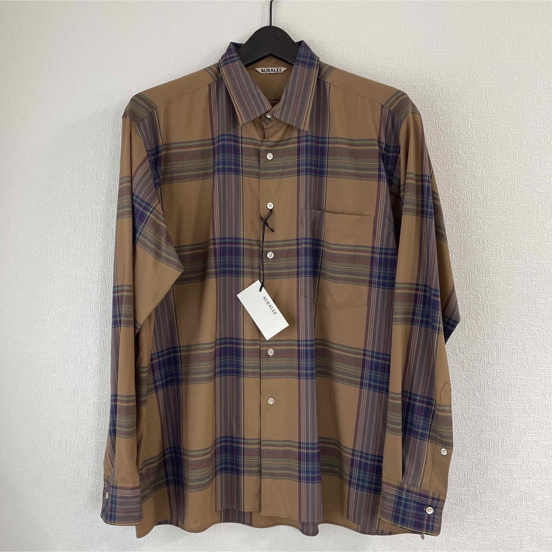 AURALEE SUPER LIGHT WOOL CHECK SHIRTS 3 2