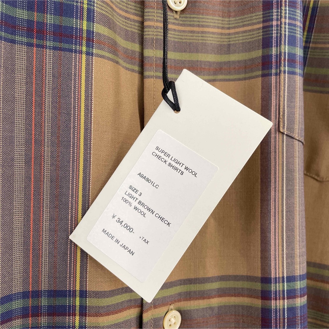 AURALEE SUPER LIGHT WOOL CHECK SHIRTS 3 8