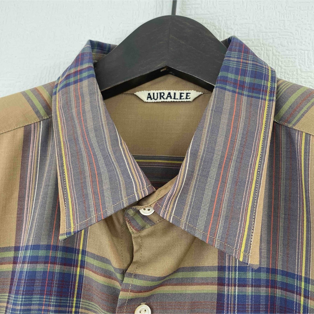 AURALEE SUPER LIGHT WOOL CHECK SHIRTS 3 4