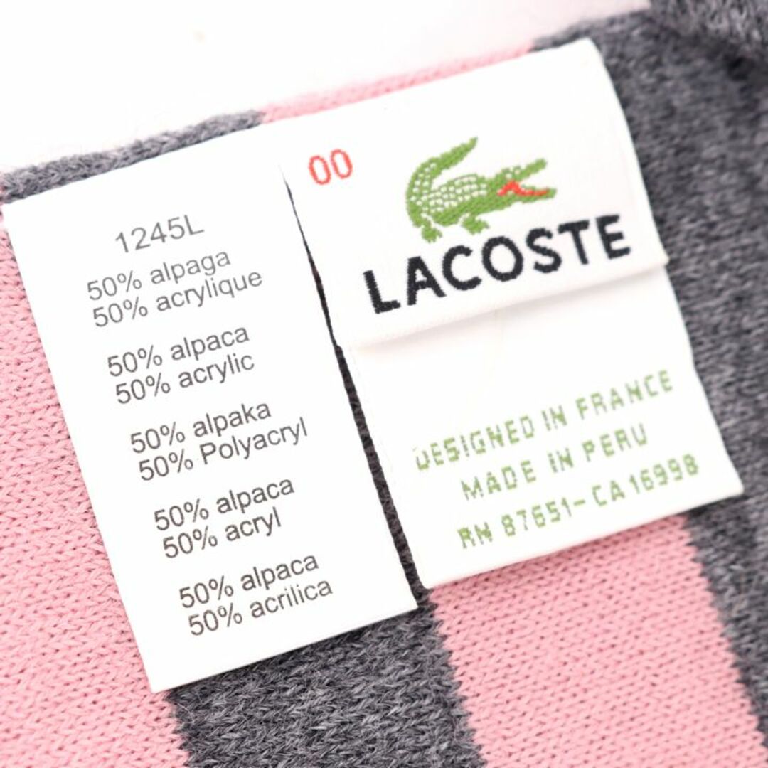 LACOSTE(ラコステ)のラコステ マフラー ボーダー ロゴ アルパカ混 ブランド 小物 レディース ピンク LACOSTE レディースのファッション小物(マフラー/ショール)の商品写真