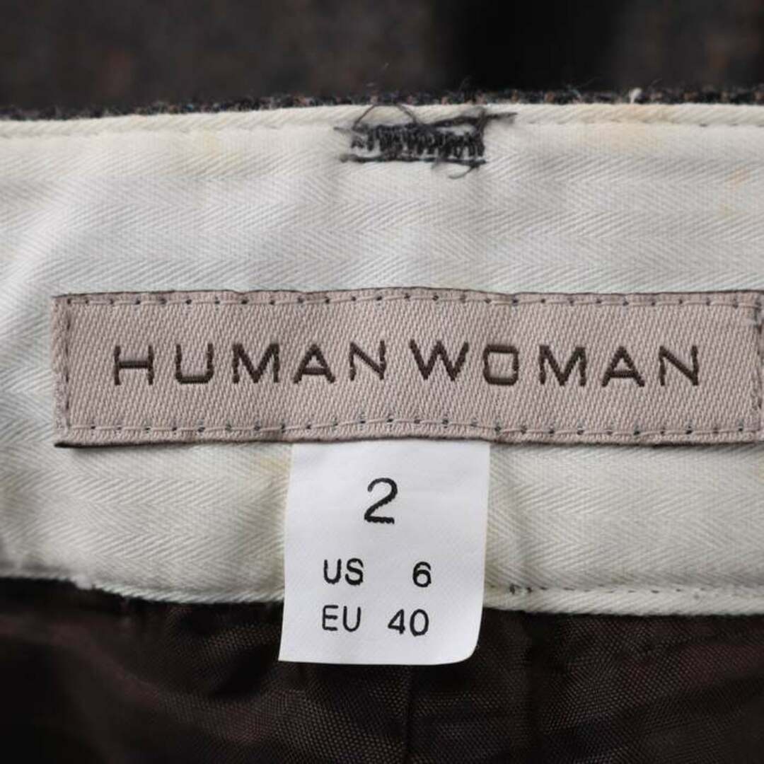 HUMAN WOMAN(ヒューマンウーマン)のヒューマンウーマン クロップドパンツ ワイドパンツ ボトムス ウール/シルク混 レディース Mサイズ ブラウン HUMAN WOMAN レディースのパンツ(クロップドパンツ)の商品写真