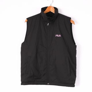 フィラ(FILA)のフィラ 中綿ベスト リバーシブル ロゴ 無地 スポーツウエア アウター 黒 レディース Mサイズ ブラック FILA(ダウンベスト)