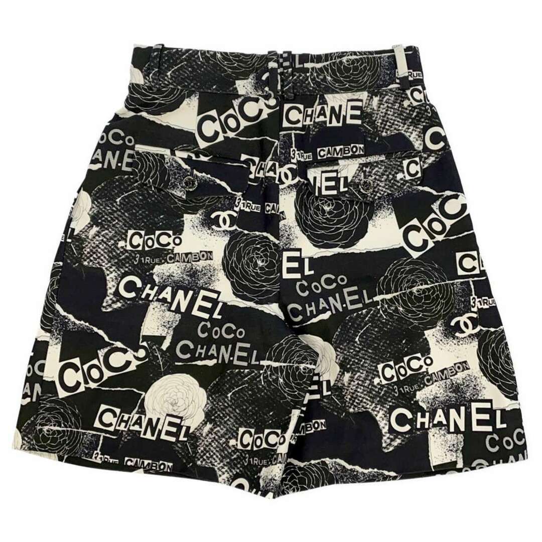 シャネル パンツ キュロット コットン シルク レディースサイズ36 P63237 CHANEL ボトムス ショートパンツ 黒 白