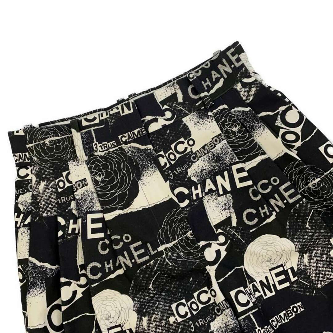 シャネル パンツ キュロット コットン シルク レディースサイズ36 P63237 CHANEL ボトムス ショートパンツ 黒 白