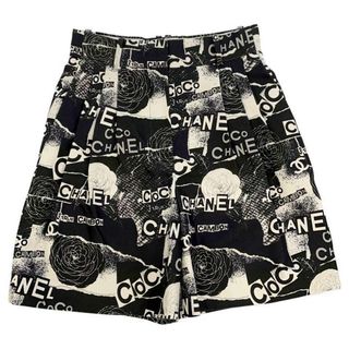 シャネル パンツ キュロット コットン シルク レディースサイズ36 P63237 CHANEL ボトムス ショートパンツ 黒 白