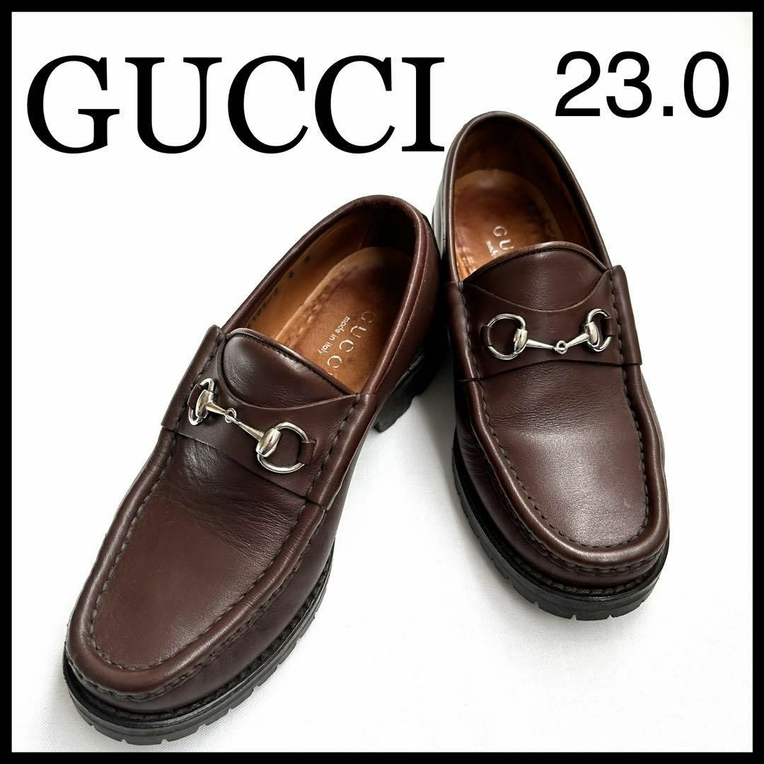 GUCCI】ホースビット ローファー スウェード 革靴 23.0cm ブラウン-