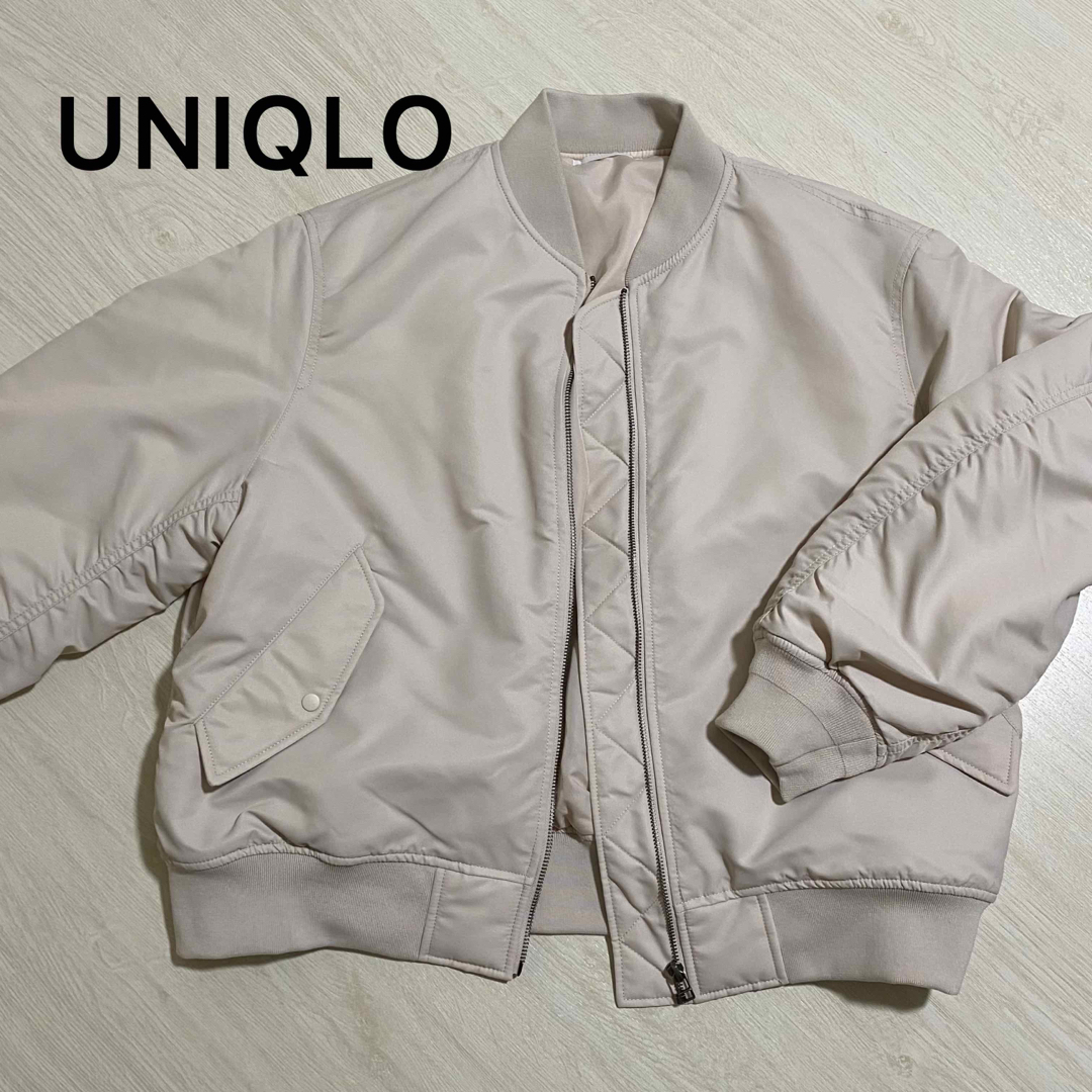 UNIQLO(ユニクロ)の完売色❣️UNIQLO  ＭＡ-1 ブルゾン オフホワイト XLサイズ レディースのジャケット/アウター(ブルゾン)の商品写真