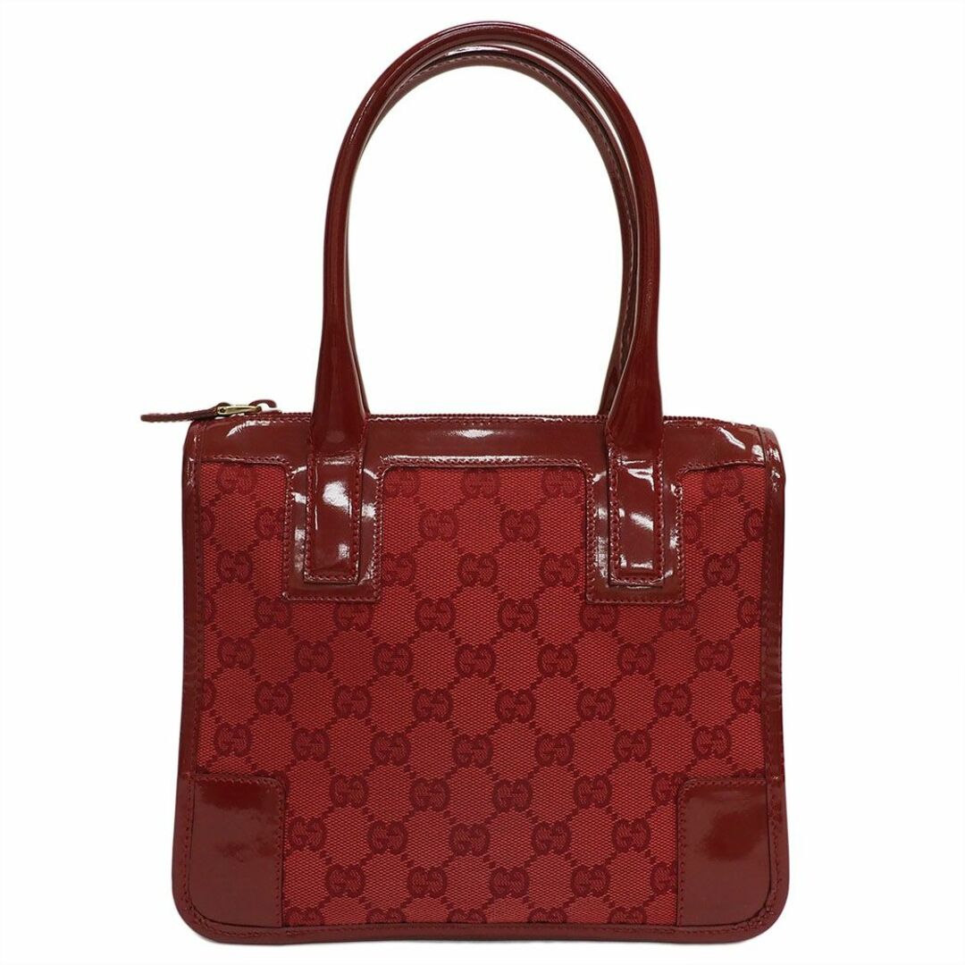 Gucci - グッチ GGキャンバス ハンドバッグ パテントレザー レッド 000