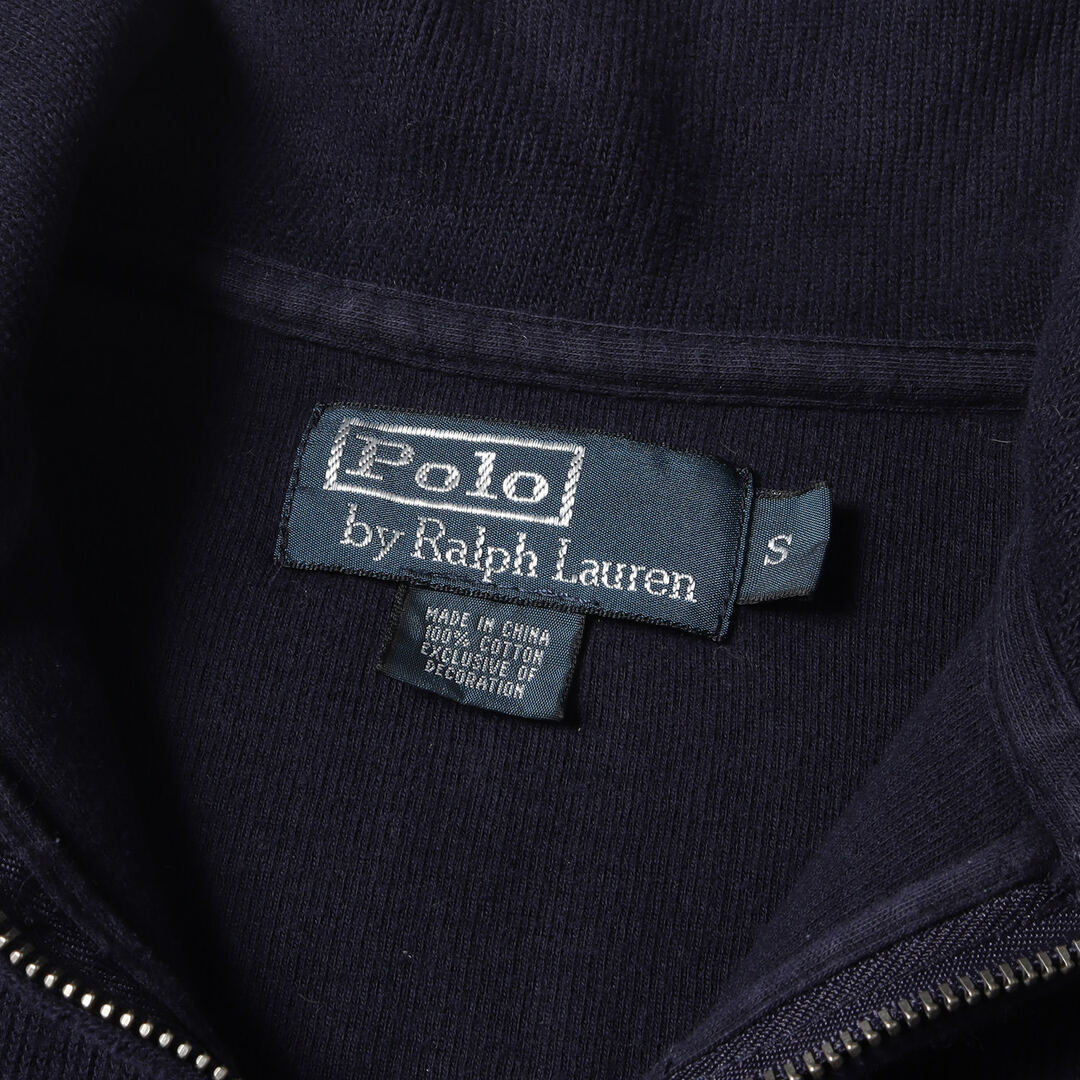 POLO Ralph Lauren ポロ ラルフローレン スウェット サイズ:S ワンポイント刺繍 ハーフジップ リブ スウェットシャツ ネイビー 紺  トップス トレーナー 長袖 【メンズ】【中古】