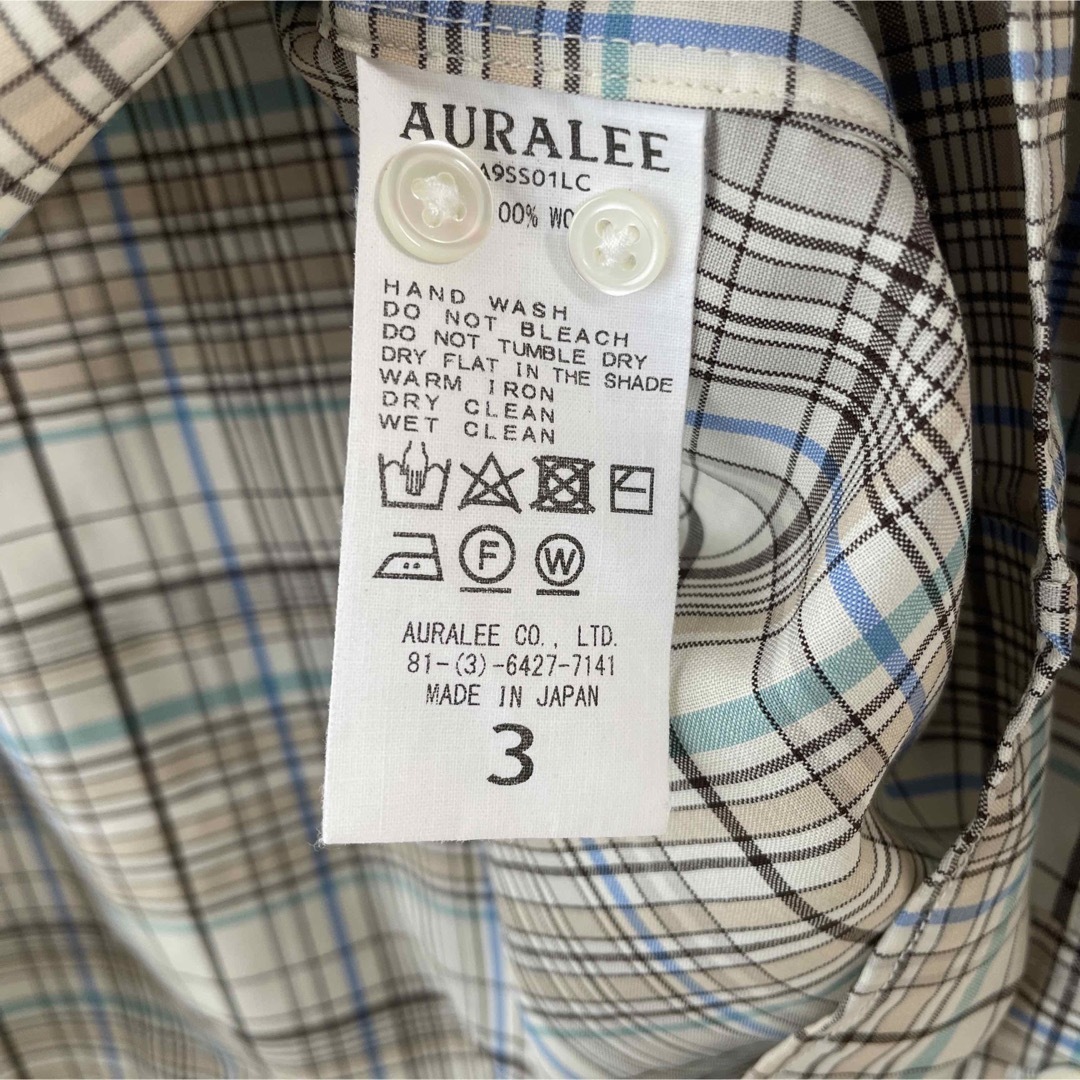 AURALEE SUPER LIGHT WOOL CHECK SHIRTS 3 8