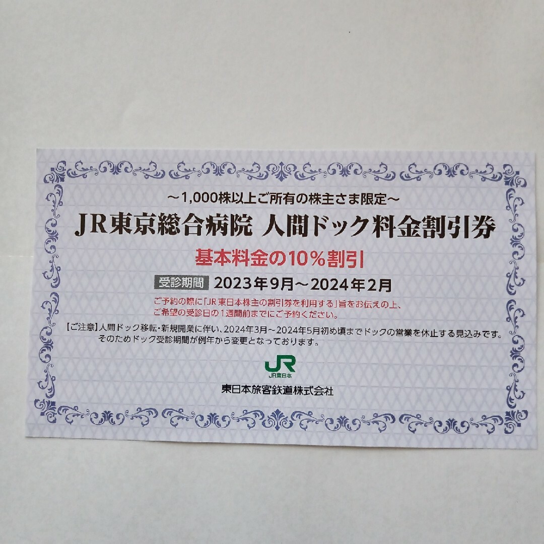 【最新】JR東日本 株主優待割引券 10枚 人間ドック割引1枚
