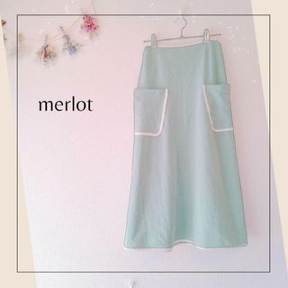 メルロー(merlot)のメルロー／merlot／Ｆ／綿100左右ポケットデザインエーライン膝丈スカート(ひざ丈スカート)