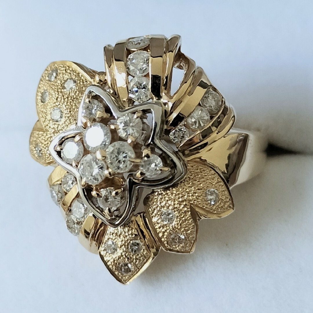 ダイヤモンド リング K18YG Pt900 1.00ct 11.0g - リング