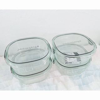 パイレックス(Pyrex)のiwakiイワキ耐熱ガラス保存容器　クールグレー450ml×4(容器)