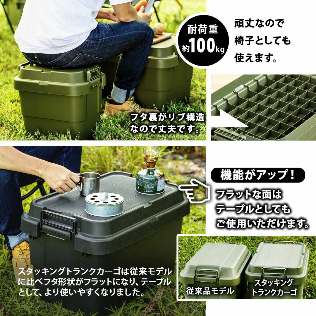 リス 収納ボックス スタッキング トランクカーゴ 50L グレー 日本製 TC-