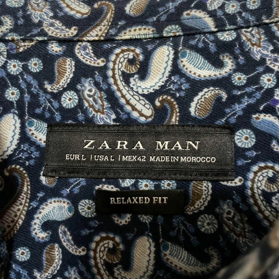 ZARA MAN ペイズリー柄バンドカラーシャツ レーヨンシャツ 総柄 人気 2