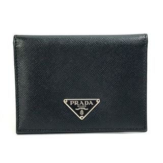 プラダ(PRADA)のプラダ PRADA カードケース トライアングルロゴ 二つ折り パスケース レザー ブラック(パスケース/IDカードホルダー)